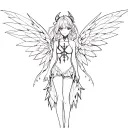 anime girl tribal sketch tattoo pixie wings crosses drawing tattoo design idea