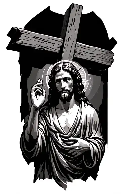 Jesus Christ carrying a cross tattoo design idea