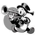 Donald Duck playing a trumpet tattoo design idea