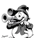Donald Duck playing a trumpet tattoo design idea