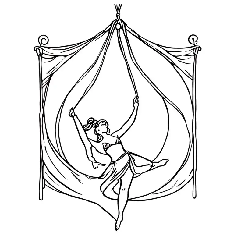Circus themed incorporating aerial silks tattoo design idea