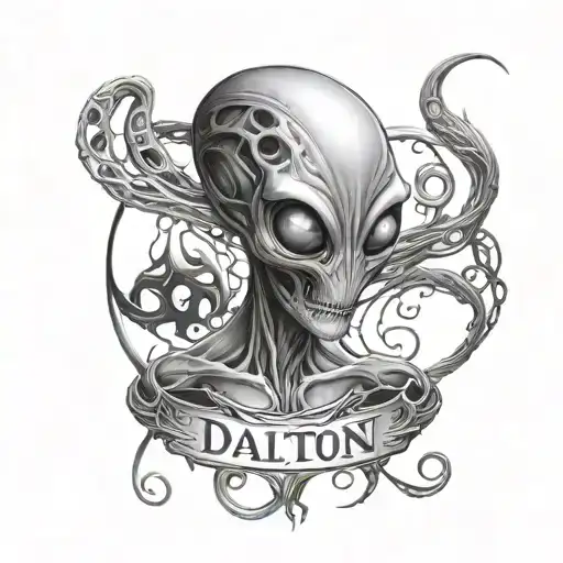 name "Dalton" alien and infinity symbols tattoo design idea