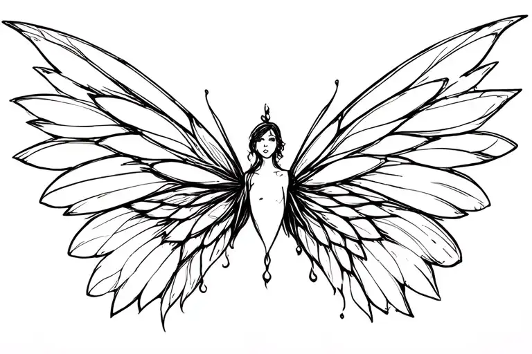 fairy wings seperated, whimisical, trampstamp tattoo design idea