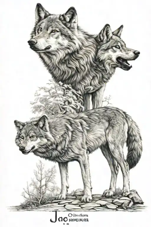 wolf saying in the loving memory of joe Russell 1964 -2024 tattoo design idea