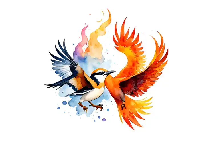 kookaburra and phoenix rising from the ashes tattoo design idea