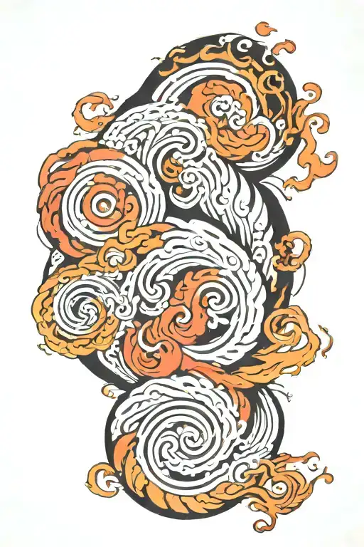 Fire Spiral Semi Circles tattoo design idea
