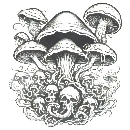 mushrooms octopus horror movie death killing scene pagan scary tattoo design idea