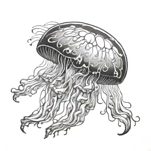 moon jellyfish top view BIRD'S EYE VIEW tattoo design idea
