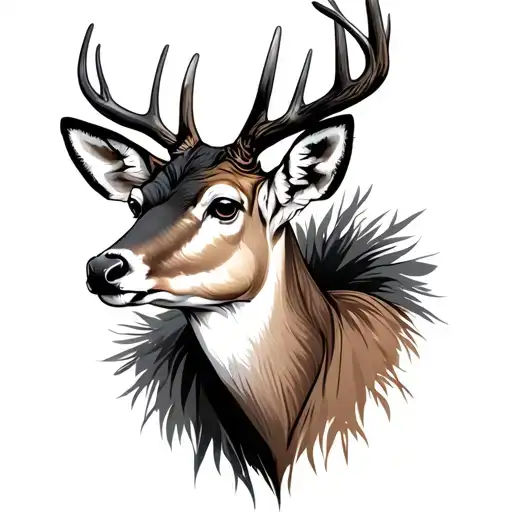 white tail deer head tattoo design idea