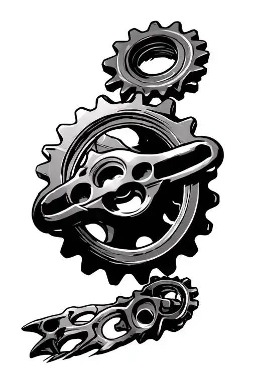 2 Harley davidson motorcycle  sprockets over lapping prison style tattoo design idea