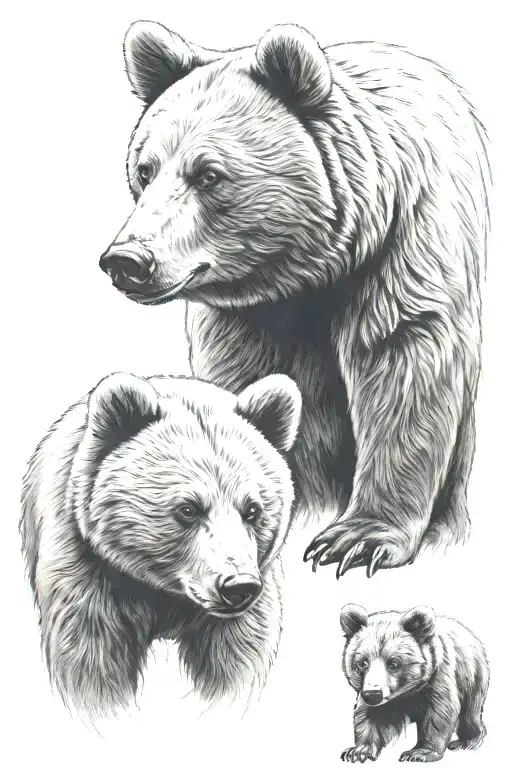 a baby bear and a mama bear tattoo design idea