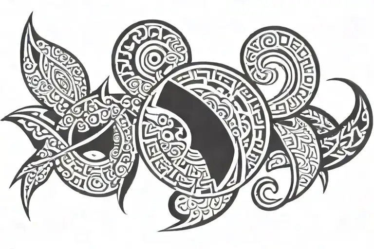 polynesian tribal band with kaizen enclosed tattoo design idea