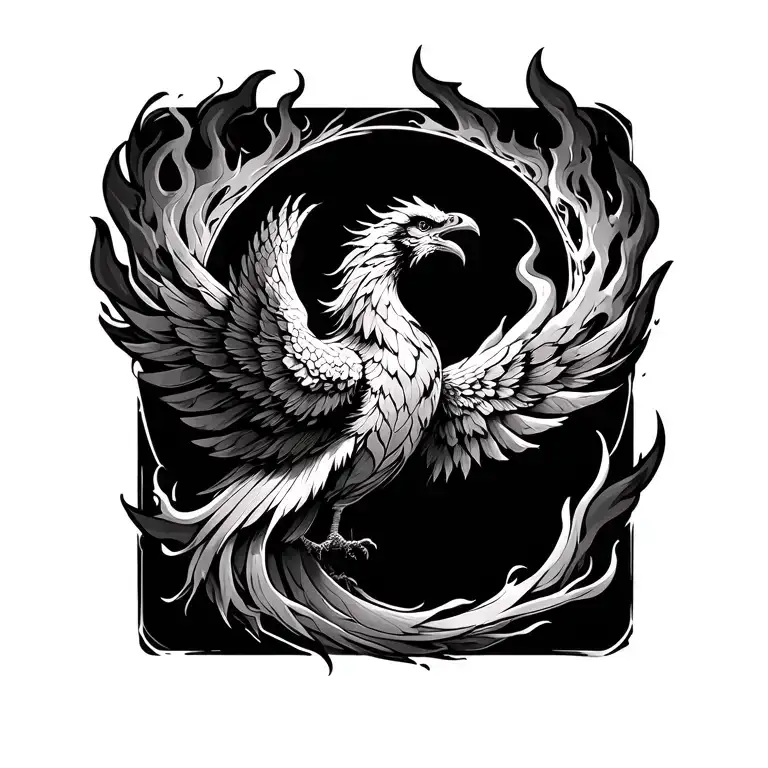 fire phoenix and semi colon tattoo design idea