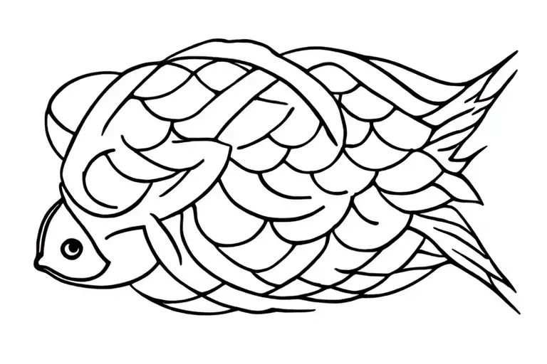 zodiac sign of fish and scales intertwined tattoo design idea