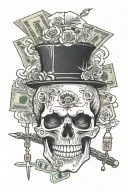 omerta skull with money tattoo design idea