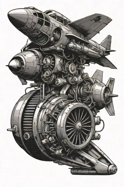fighter jet engine tattoo design idea