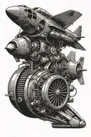 fighter jet engine tattoo design idea