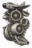 fighter jet engine tattoo design idea