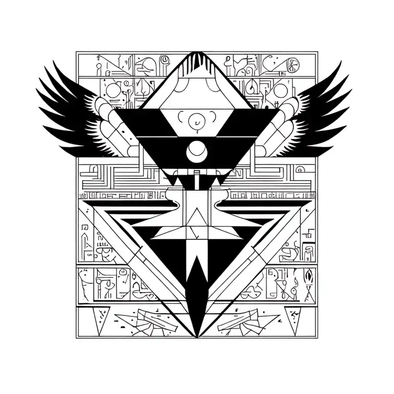 spacetime  divided into five, love and eternity and souls finding peace within, use egyptian, similar to burning man  tattoo design idea