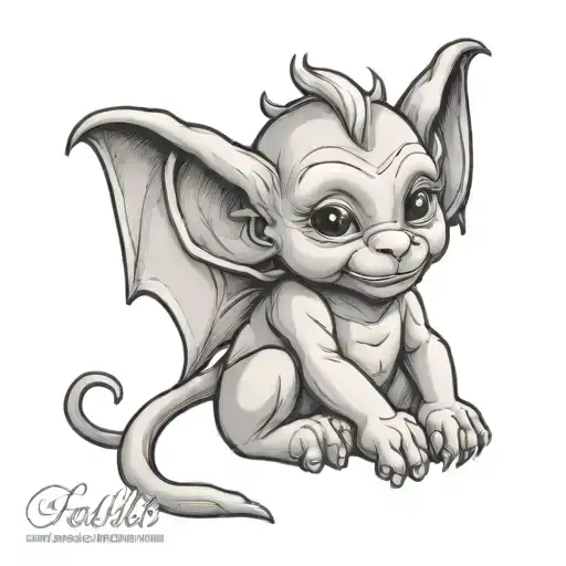 cute baby gargoyle tattoo design idea