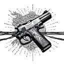 An intricate design featuring a gun intertwined with a power line symbolizing the occupation of a lineman tattoo design idea