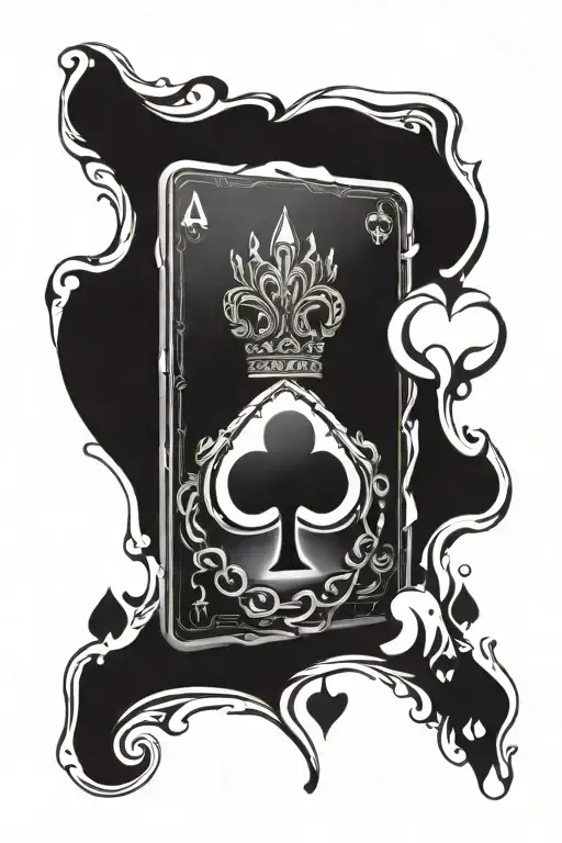 Ace of hearts card with paw print tattoo design idea