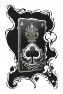 Ace of hearts card with paw print tattoo design idea