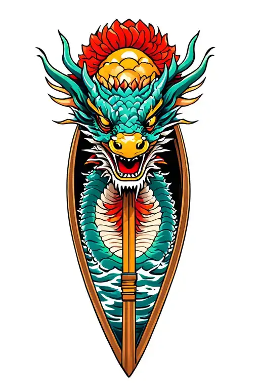 dragon boat inside representing tattoo design idea