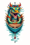 dragon boat inside representing tattoo design idea