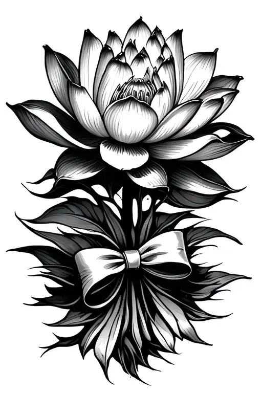 lotus flower with a bow tattoo design idea