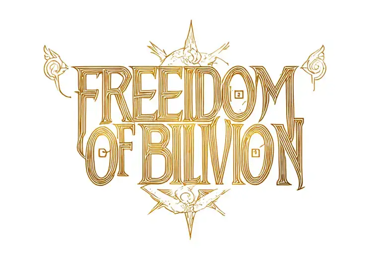 "Freedom of oblivion " golden tattoo design idea