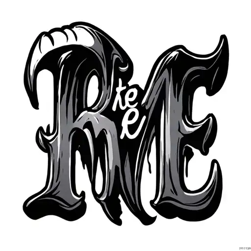 "Bite Me" the letter B and letter M form vampire fangs tattoo design idea