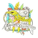 Book, video game controller, dolphin, humming bird, wrench, Knitting needles, Eagle feather charm bracklet tattoo design idea