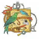 Book, video game controller, dolphin, humming bird, wrench, Knitting needles, Eagle feather charm bracklet tattoo design idea