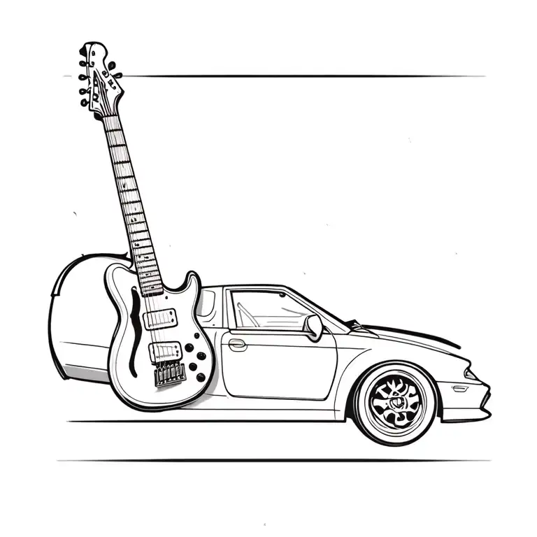 Turtle electric guitar and toyota celica tattoo design idea