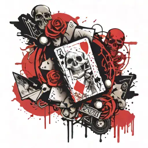 Death and Gambling your life with playing tattoo design idea