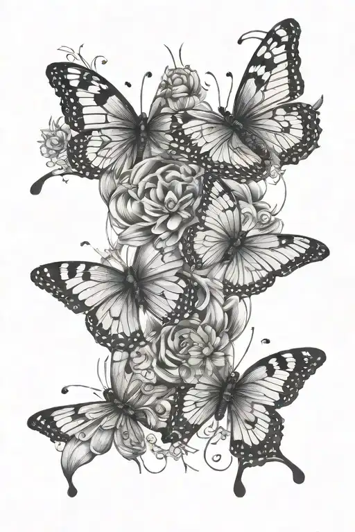 mind over matter with butterflies around it tattoo design idea