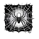 spider and web on hand zxc tattoo design idea