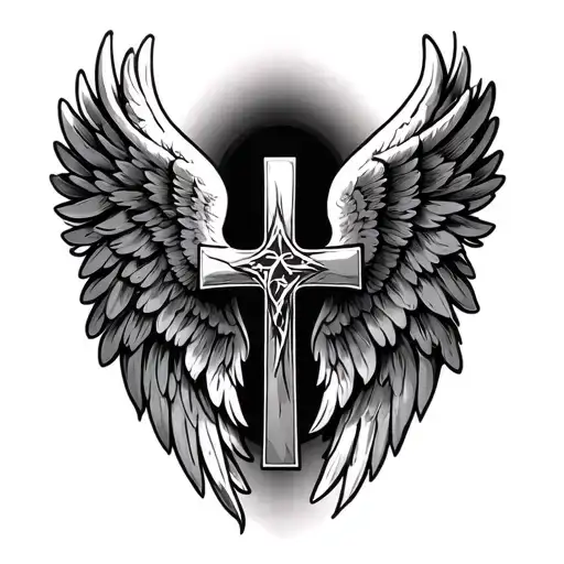 Angel Wings Cross tattoo design idea