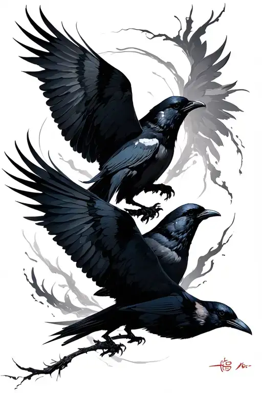 itachi inside crows flying tattoo design idea