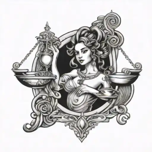 woman libra zodiac sign tattoo design idea