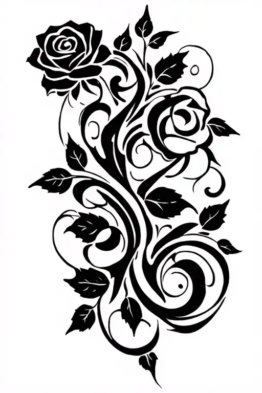 rose vines wrapping tattoo design idea