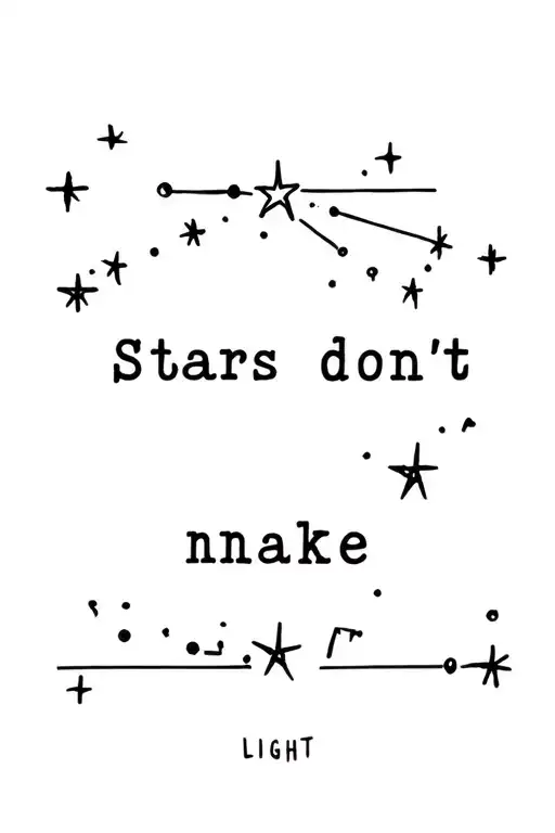 ""Stars don’t make light »" Small constellation of stars, subtle light beams tattoo design idea