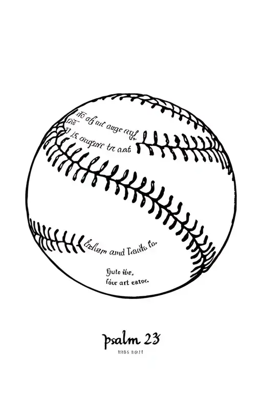 cricket ball intertwined with words of psalm 23 tattoo design idea