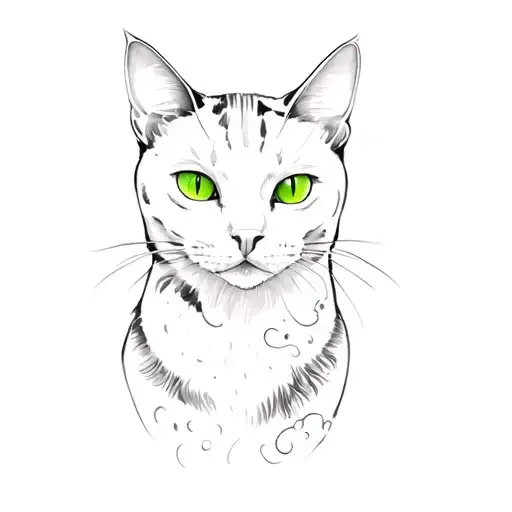 a black cat with green eyes tattoo design idea