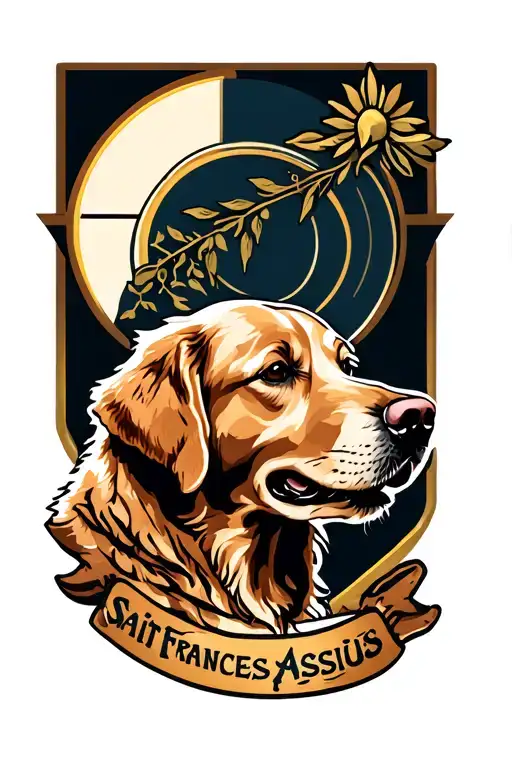 Saint Frances Assisi golden retriever tattoo design idea