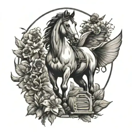 horse and bee hives arm tattoo with liverpool bird wings tattoo design idea