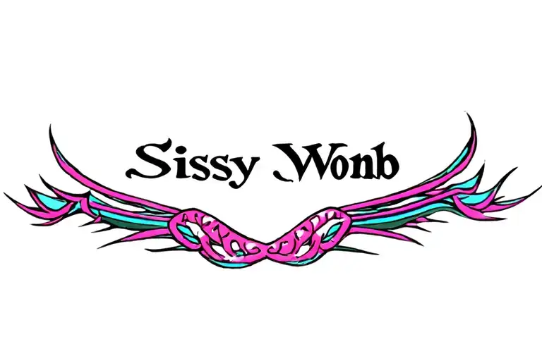 "Locked Sissy" "Sissy Womb" "tribal" "pinstripes" "color" "womb position" "emo" "femboy" tattoo design idea