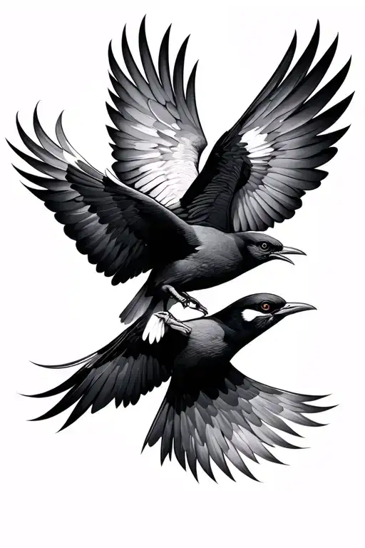 birds fighting in air tattoo design idea