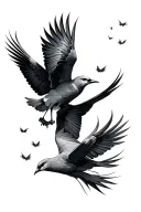 birds fighting in air tattoo design idea